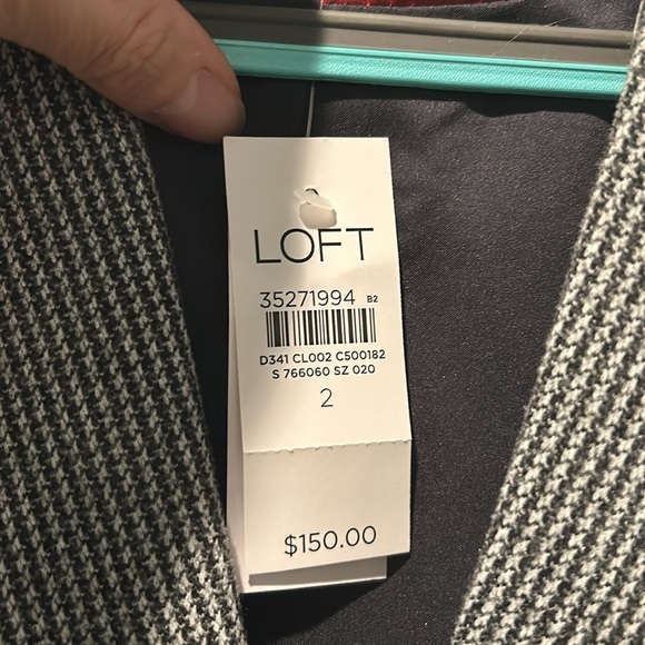 LOFT Puppytooth Knit Elbow Patch Modern Blazer Size 2- Regular - Picture 9 of 10